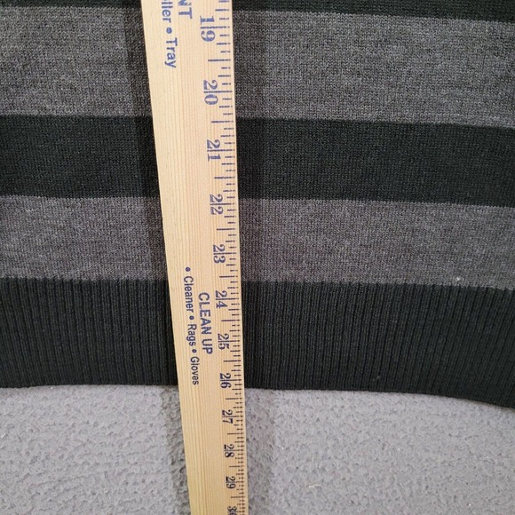 Paper Denim Cloth‎ Sweater Mens Medium Gray Striped Vneck Classiccore Preppy - Picture 8 of 11
